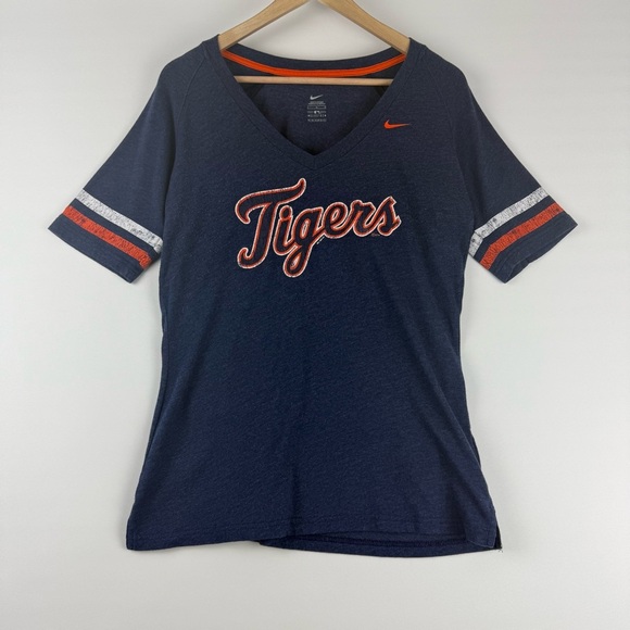 Nike MLB Detroit Tigers Women’s Size L V-Neck Tee – Heather Navy - Picture 1 of 9